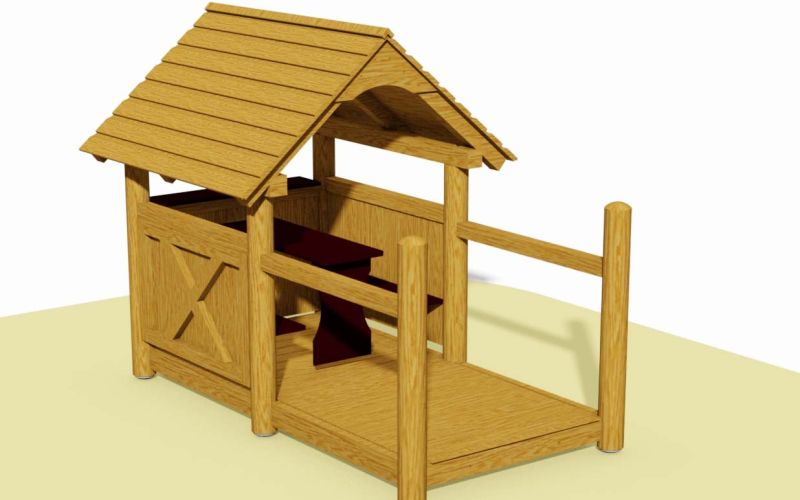 Doll playhouse, with round stand