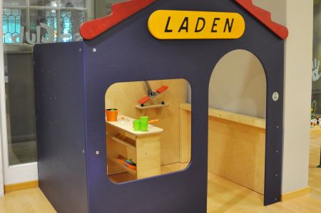 Indoor play area in larch with a slide and ball pool