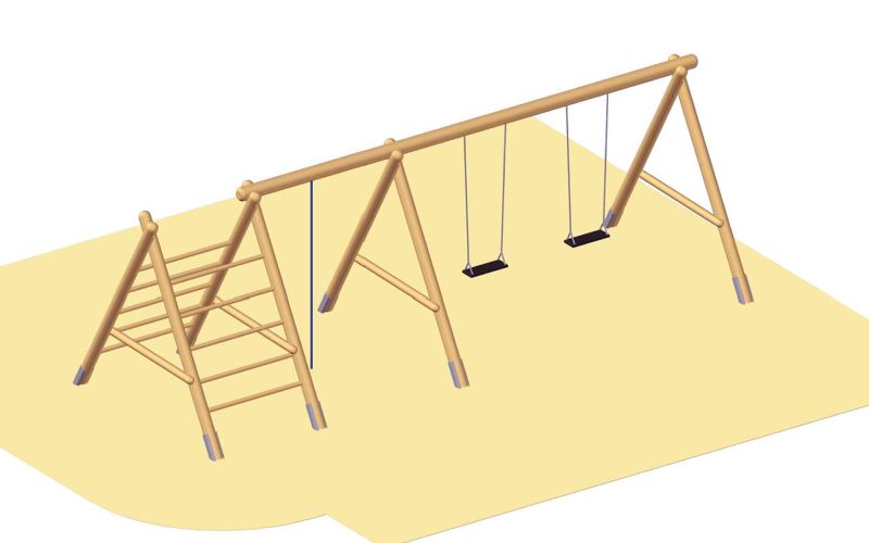 KIT-MIDI Climbing Frame, with 2 swings and climbing rope
