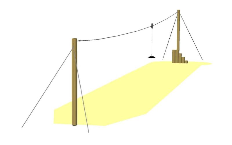 Zipline with Palisade Steps, with 2 pendulum supports, wood